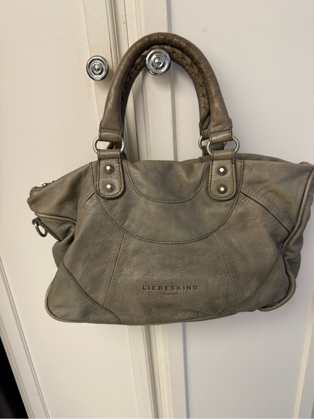 Liebeskind Olive Gray Leather Shoulder Bag